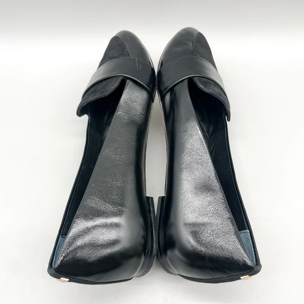 Birdies Womens 9 Sparrow Pointed Toe Loafers Black Leather Preppy Office Chic